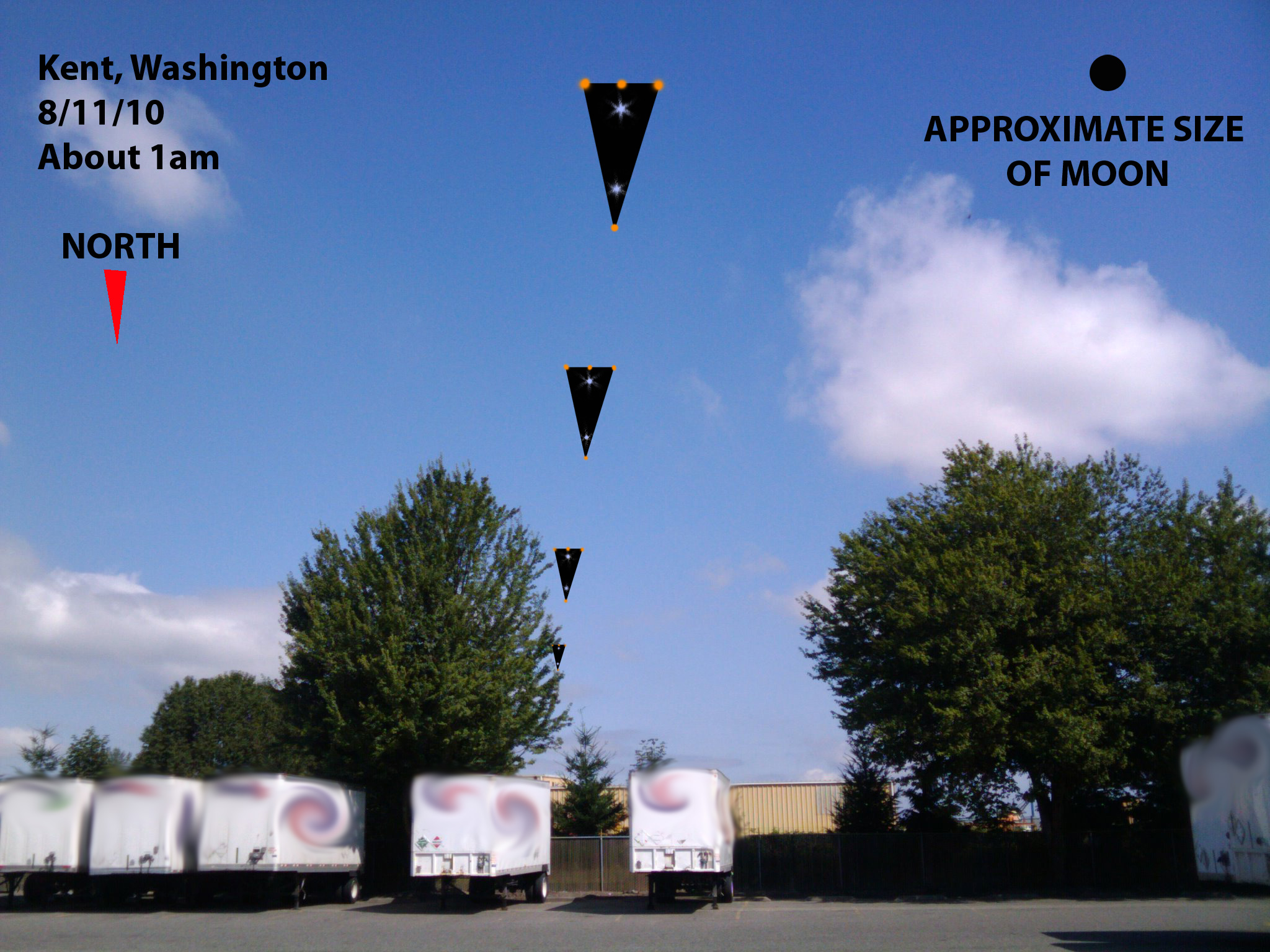 Triangle UFO witnessed in Kent, Washinton