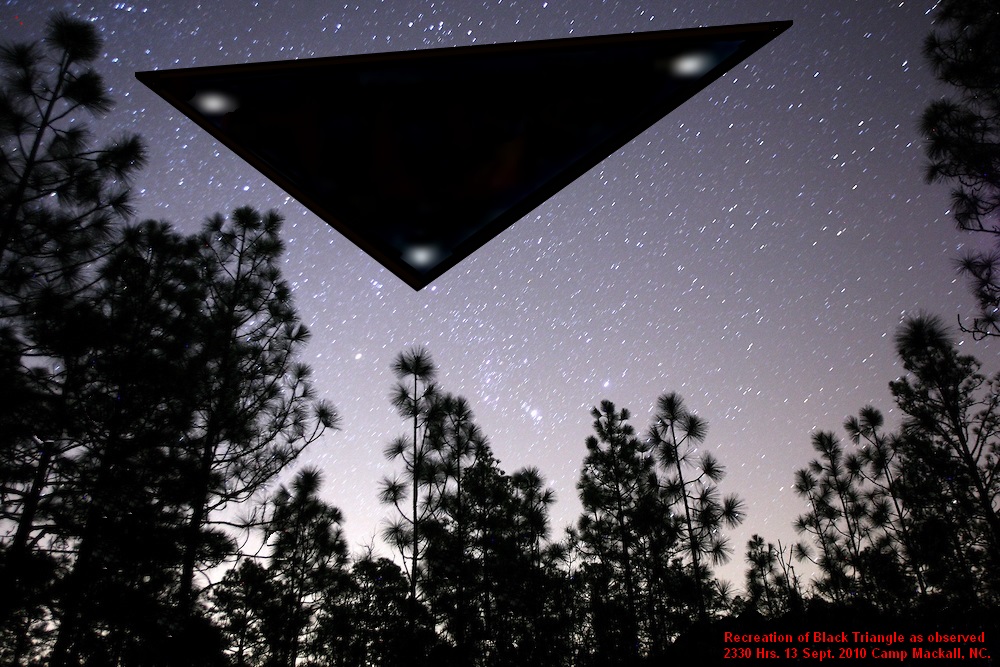Enormous black triangle observed by soldiers training near Camp Mackall, NC.