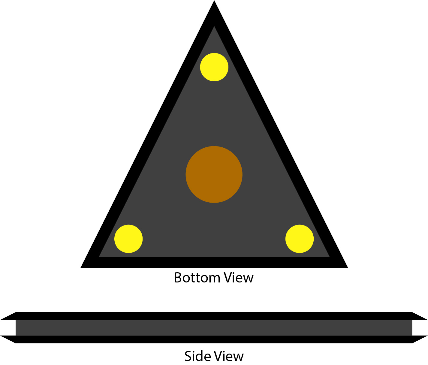 Triangle object, 3 lights @ each corner, larger red/yellow light in center