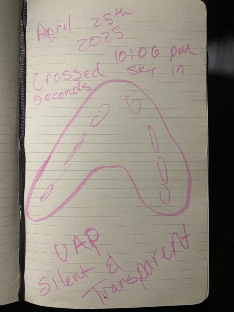 Chevron seen crossing the night sky