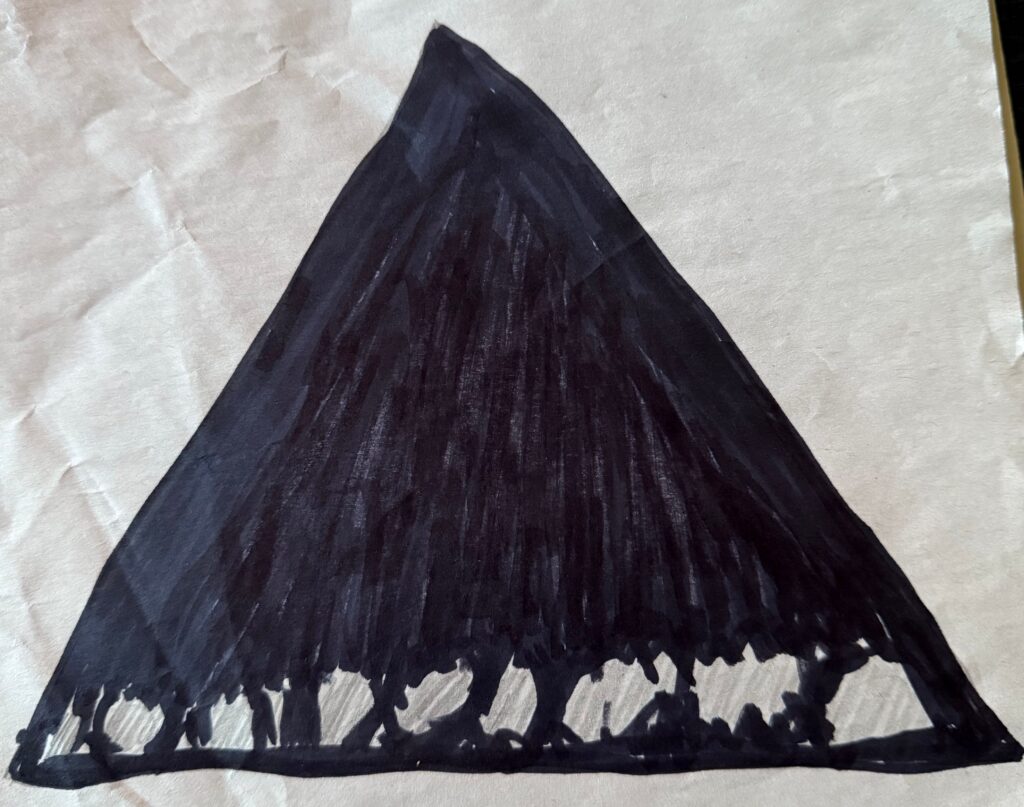 A huge craft silently and slowly moving south to north. Low diffuse lights barely perceptible along the edges