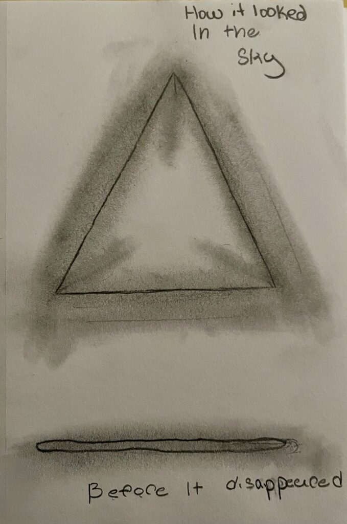 Glowing white triangle that got smaller and disappeared